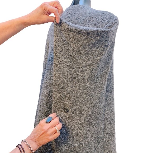 Eskandar Gray Wool Blend Poncho Cardigan OS - Picture 6 of 9